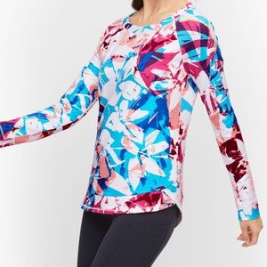 T by Talbots Cozy Crush Sweatshirt Floral Colorful Long Sleeve Pullover Women S